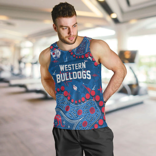 Personalized Western Bulldogs Men Tank Top Aboriginal Pattern with Graffiti Style