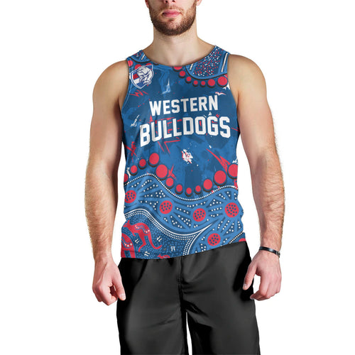 Personalized Western Bulldogs Men Tank Top Aboriginal Pattern with Graffiti Style