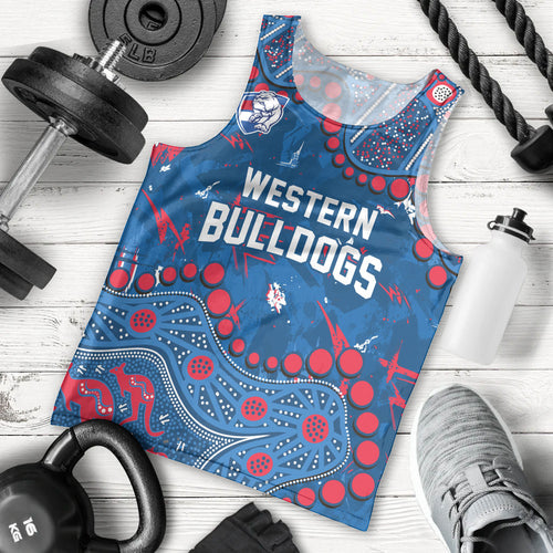 Personalized Western Bulldogs Men Tank Top Aboriginal Pattern with Graffiti Style
