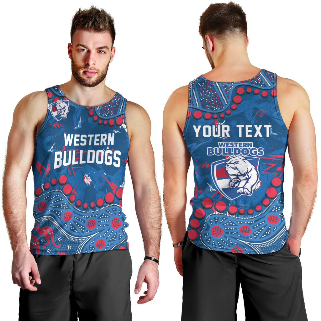 Personalized Western Bulldogs Men Tank Top Aboriginal Pattern with Graffiti Style