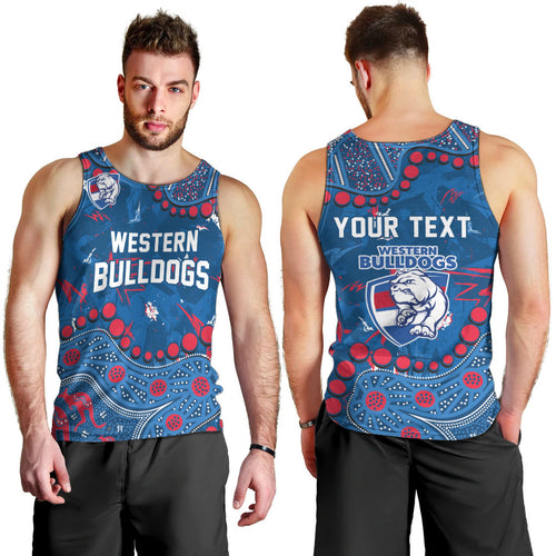 Personalized Western Bulldogs Men Tank Top Aboriginal Pattern with Graffiti Style