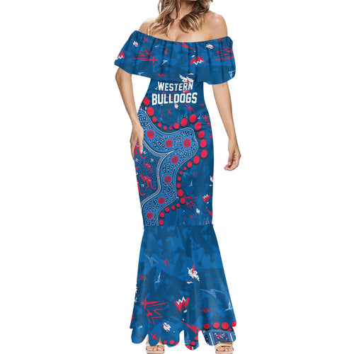Personalized Western Bulldogs Mermaid Dress Aboriginal Pattern with Graffiti Style