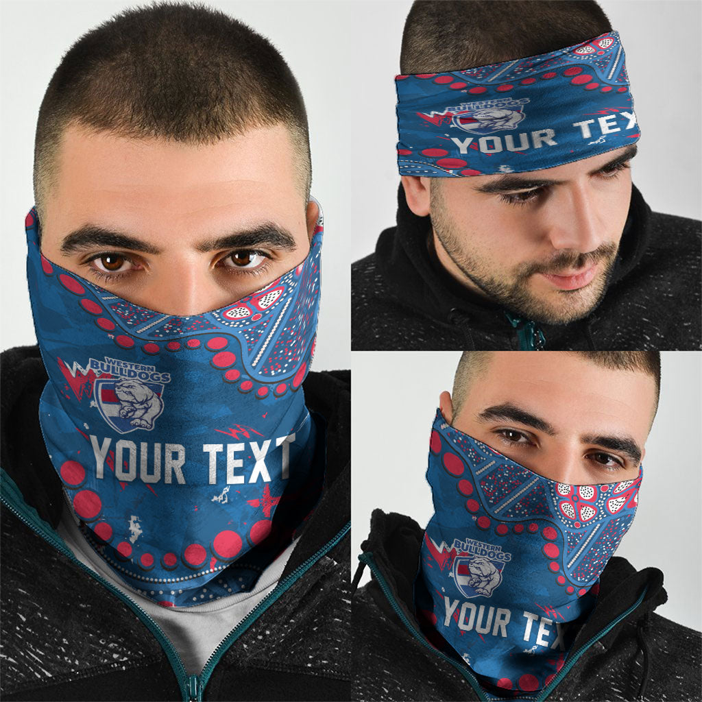 Personalized Western Bulldogs Neck Gaiter Aboriginal Pattern with Graffiti Style