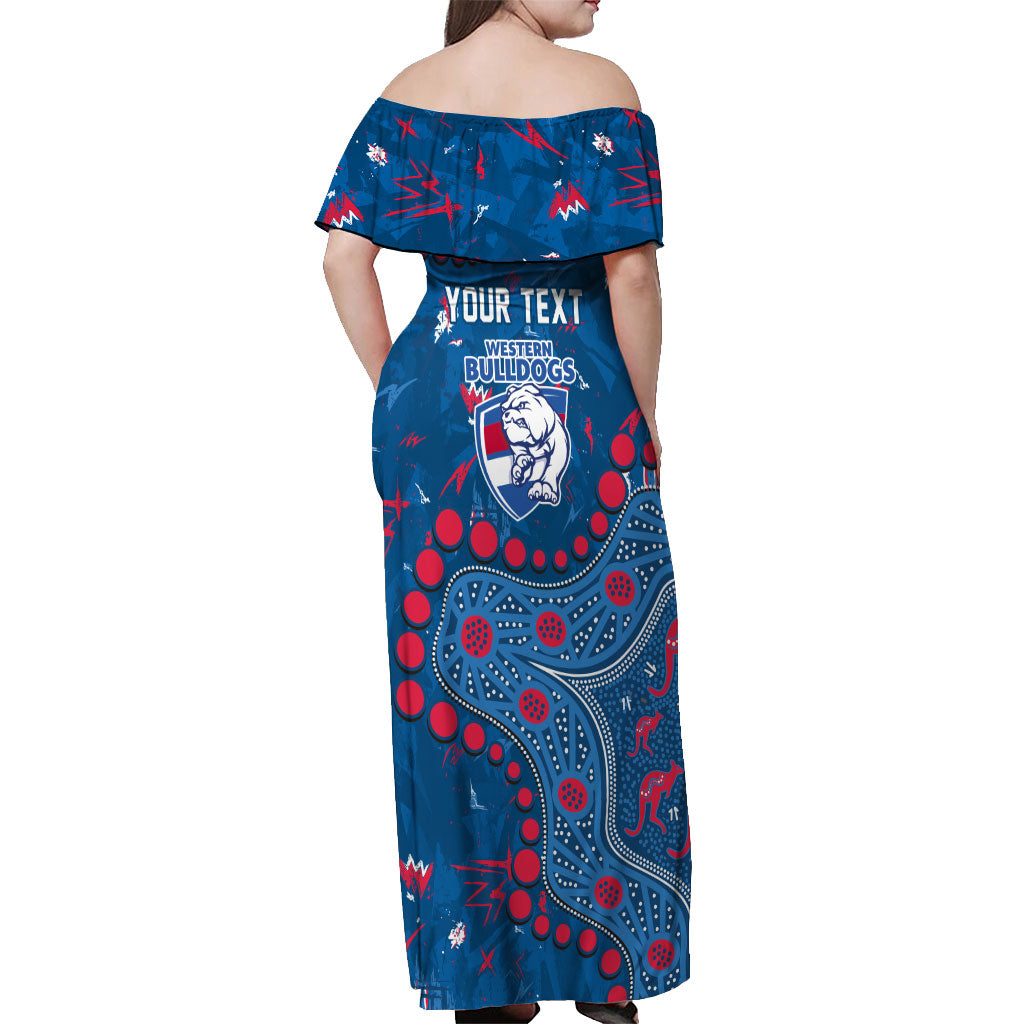 Personalized Western Bulldogs Off Shoulder Maxi Dress Aboriginal Pattern with Graffiti Style