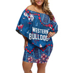 Personalized Western Bulldogs Off Shoulder Short Dress Aboriginal Pattern with Graffiti Style