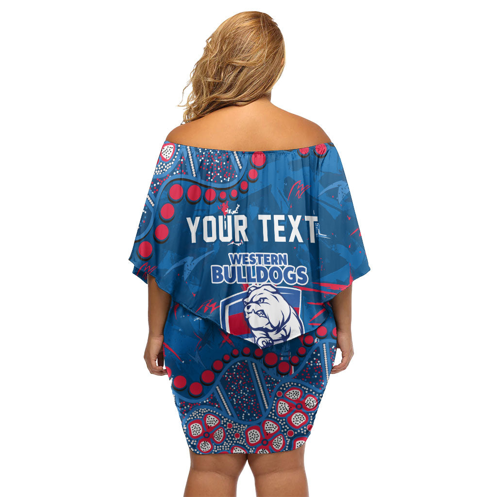 Personalized Western Bulldogs Off Shoulder Short Dress Aboriginal Pattern with Graffiti Style