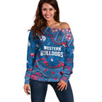 Personalized Western Bulldogs Off Shoulder Sweater Aboriginal Pattern with Graffiti Style
