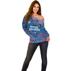 Personalized Western Bulldogs Off Shoulder Sweater Aboriginal Pattern with Graffiti Style