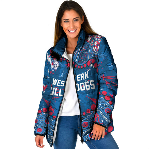Personalized Western Bulldogs Padded Jacket Aboriginal Pattern with Graffiti Style