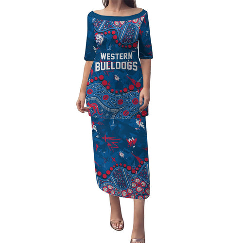 Personalized Western Bulldogs Puletasi Aboriginal Pattern with Graffiti Style