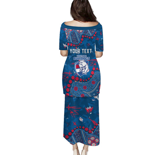 Personalized Western Bulldogs Puletasi Aboriginal Pattern with Graffiti Style