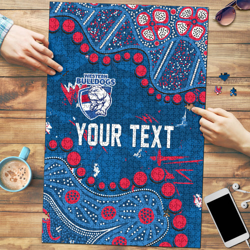Personalized Western Bulldogs Puzzle Aboriginal Pattern with Graffiti Style