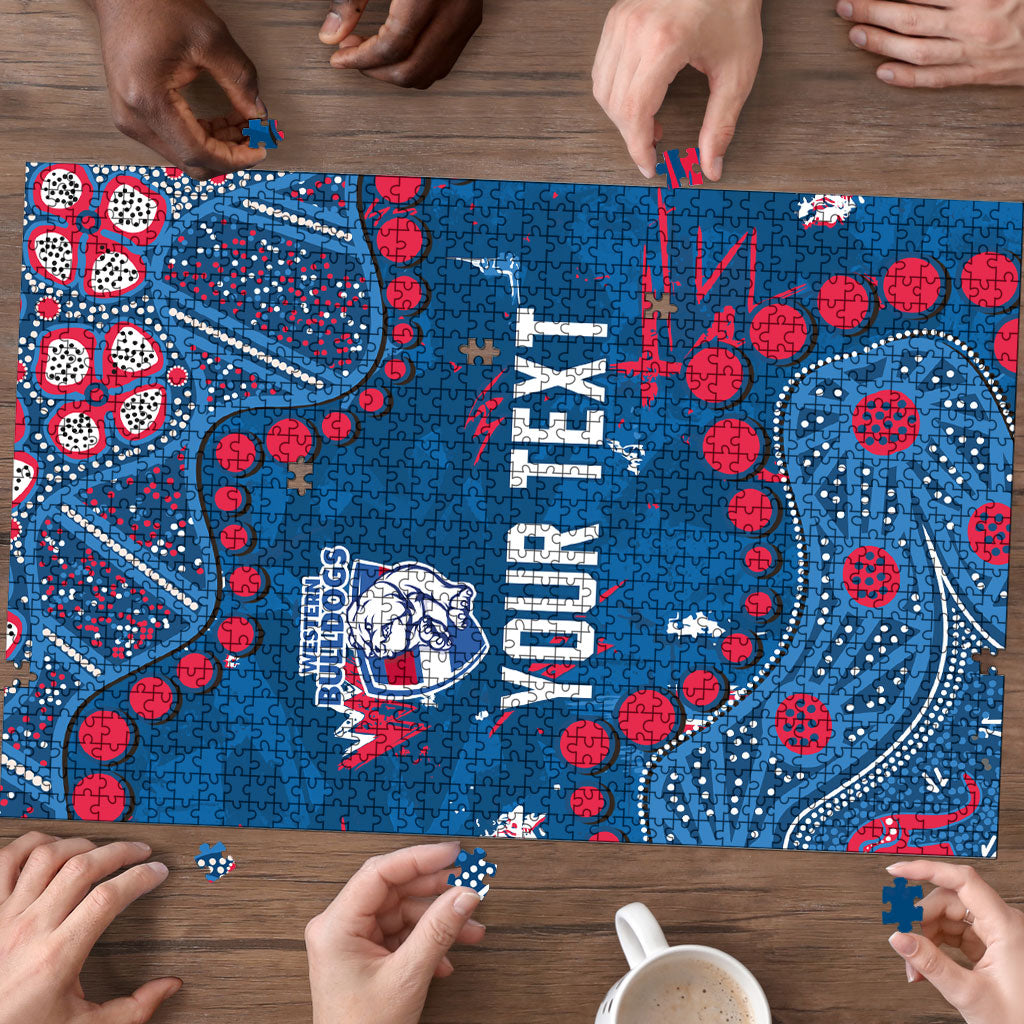 Personalized Western Bulldogs Puzzle Aboriginal Pattern with Graffiti Style
