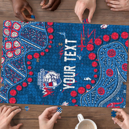 Personalized Western Bulldogs Puzzle Aboriginal Pattern with Graffiti Style
