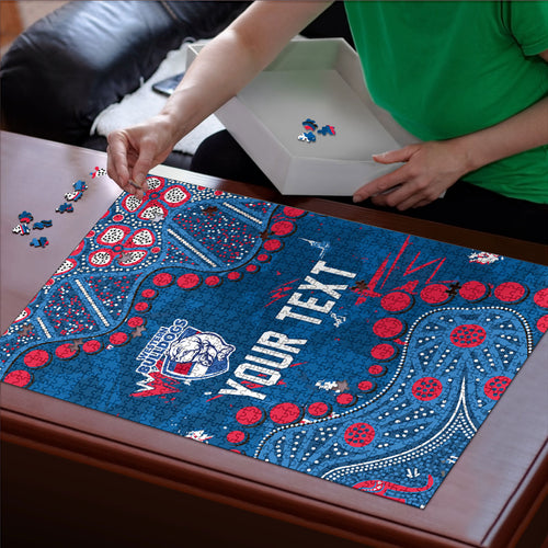 Personalized Western Bulldogs Puzzle Aboriginal Pattern with Graffiti Style