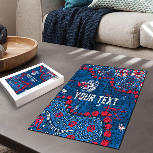 Personalized Western Bulldogs Puzzle Aboriginal Pattern with Graffiti Style