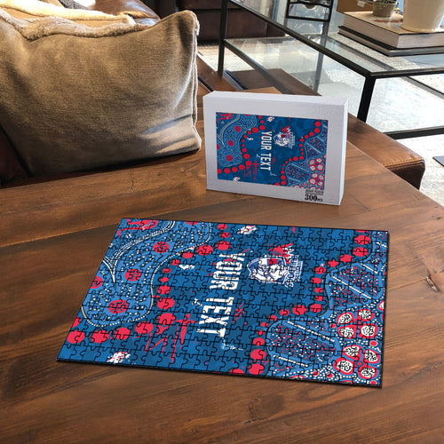 Personalized Western Bulldogs Puzzle Aboriginal Pattern with Graffiti Style