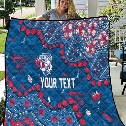 Personalized Western Bulldogs Quilt Aboriginal Pattern with Graffiti Style