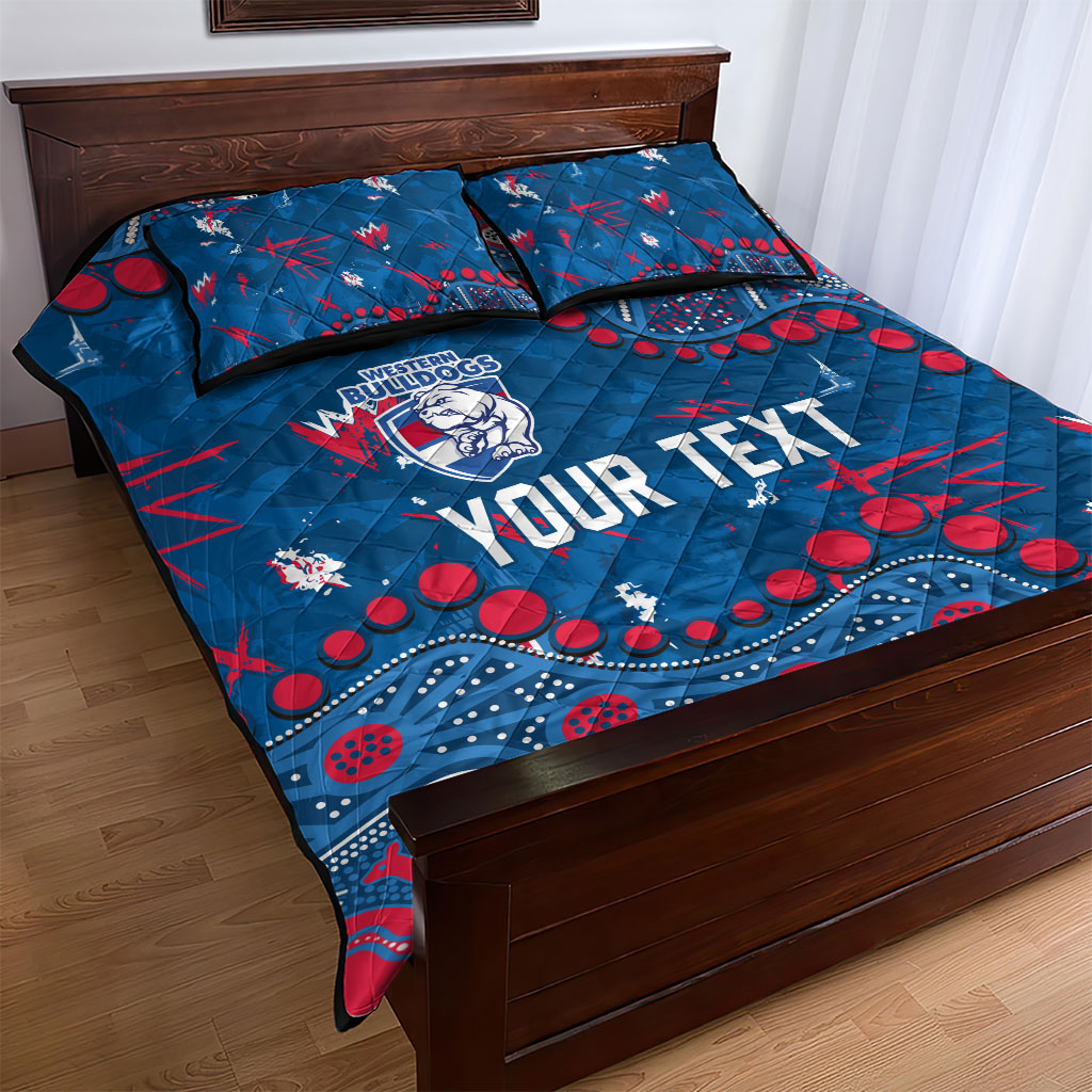 Personalized Western Bulldogs Quilt Bed Set Aboriginal Pattern with Graffiti Style