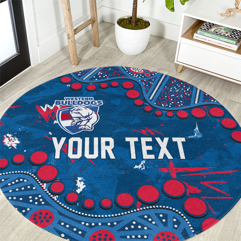 Personalized Western Bulldogs Round Carpet Aboriginal Pattern with Graffiti Style