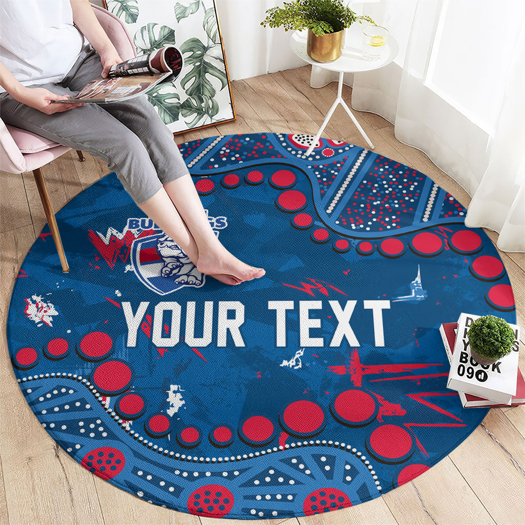 Personalized Western Bulldogs Round Carpet Aboriginal Pattern with Graffiti Style