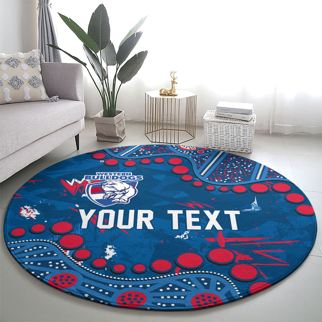 Personalized Western Bulldogs Round Carpet Aboriginal Pattern with Graffiti Style