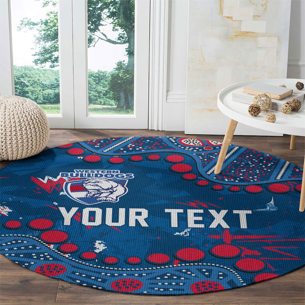 Personalized Western Bulldogs Round Carpet Aboriginal Pattern with Graffiti Style