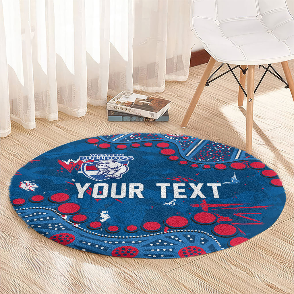 Personalized Western Bulldogs Round Carpet Aboriginal Pattern with Graffiti Style