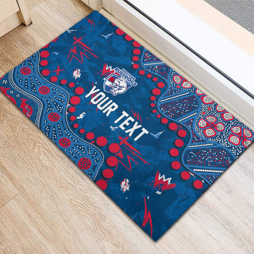 Personalized Western Bulldogs Rubber Doormat Aboriginal Pattern with Graffiti Style