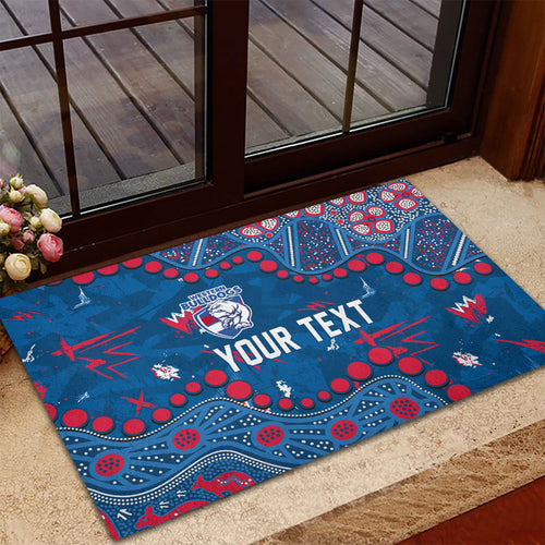 Personalized Western Bulldogs Rubber Doormat Aboriginal Pattern with Graffiti Style