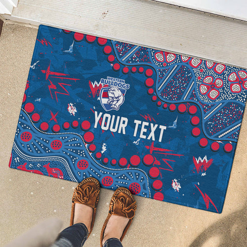 Personalized Western Bulldogs Rubber Doormat Aboriginal Pattern with Graffiti Style