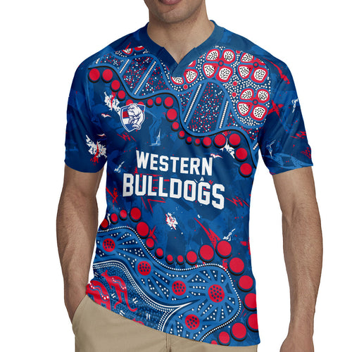 Personalized Western Bulldogs Rugby Jersey Aboriginal Pattern with Graffiti Style