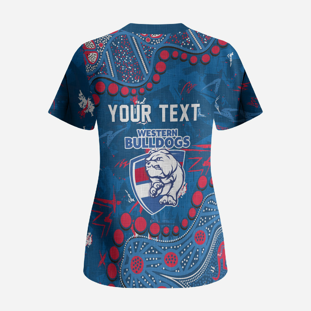 Personalized Western Bulldogs Scrub Top Aboriginal Pattern with Graffiti Style