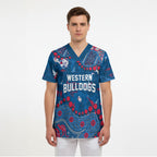 Personalized Western Bulldogs Scrub Top Aboriginal Pattern with Graffiti Style
