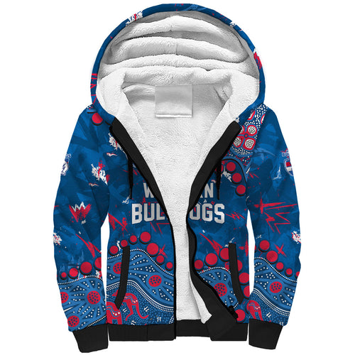 Personalized Western Bulldogs Sherpa Hoodie Aboriginal Pattern with Graffiti Style