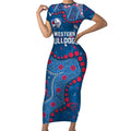 Personalized Western Bulldogs Short Sleeve Bodycon Dress Aboriginal Pattern with Graffiti Style