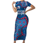 Personalized Western Bulldogs Short Sleeve Bodycon Dress Aboriginal Pattern with Graffiti Style
