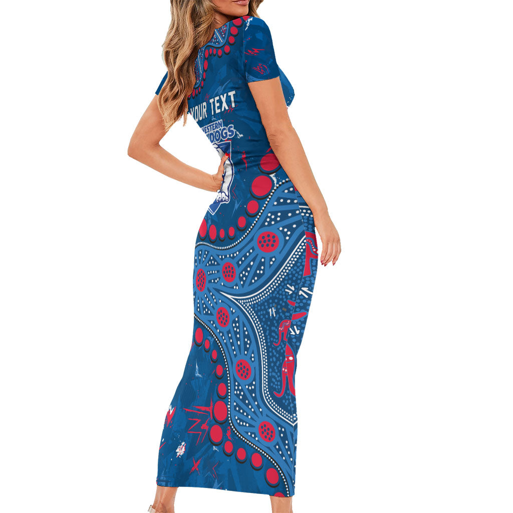 Personalized Western Bulldogs Short Sleeve Bodycon Dress Aboriginal Pattern with Graffiti Style