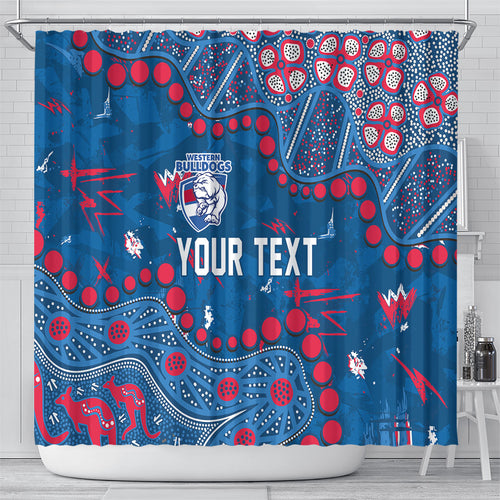 Personalized Western Bulldogs Shower Curtain Aboriginal Pattern with Graffiti Style