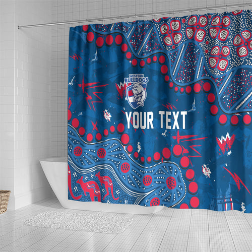 Personalized Western Bulldogs Shower Curtain Aboriginal Pattern with Graffiti Style
