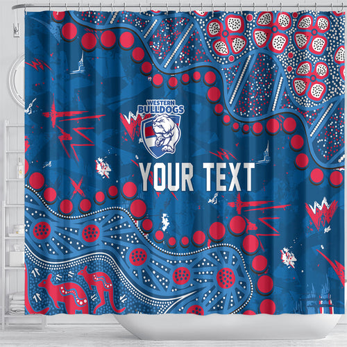 Personalized Western Bulldogs Shower Curtain Aboriginal Pattern with Graffiti Style