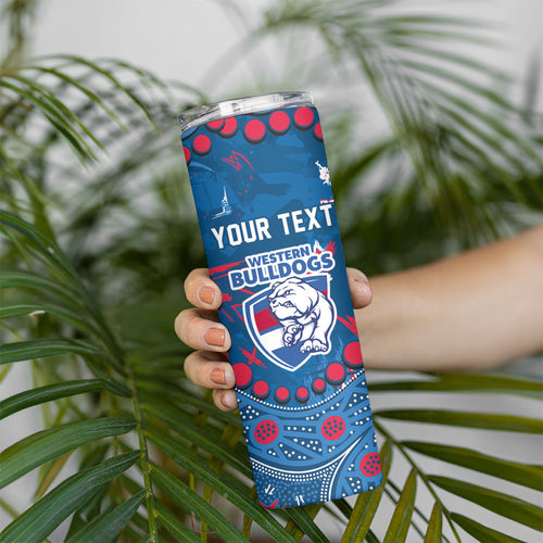 Personalized Western Bulldogs Skinny Tumbler Aboriginal Pattern with Graffiti Style