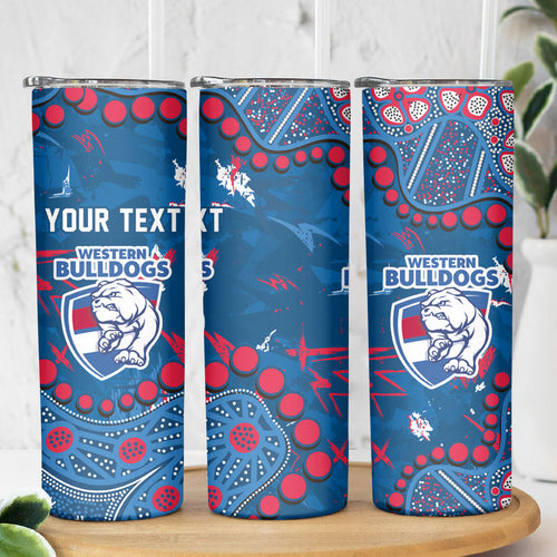 Personalized Western Bulldogs Skinny Tumbler Aboriginal Pattern with Graffiti Style