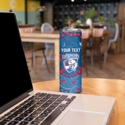 Personalized Western Bulldogs Skinny Tumbler Aboriginal Pattern with Graffiti Style