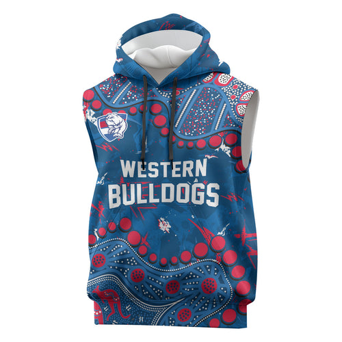 Personalized Western Bulldogs Sleeveless Hoodie Aboriginal Pattern with Graffiti Style