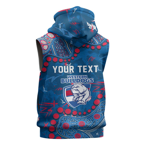 Personalized Western Bulldogs Sleeveless Hoodie Aboriginal Pattern with Graffiti Style
