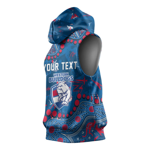 Personalized Western Bulldogs Sleeveless Hoodie Aboriginal Pattern with Graffiti Style
