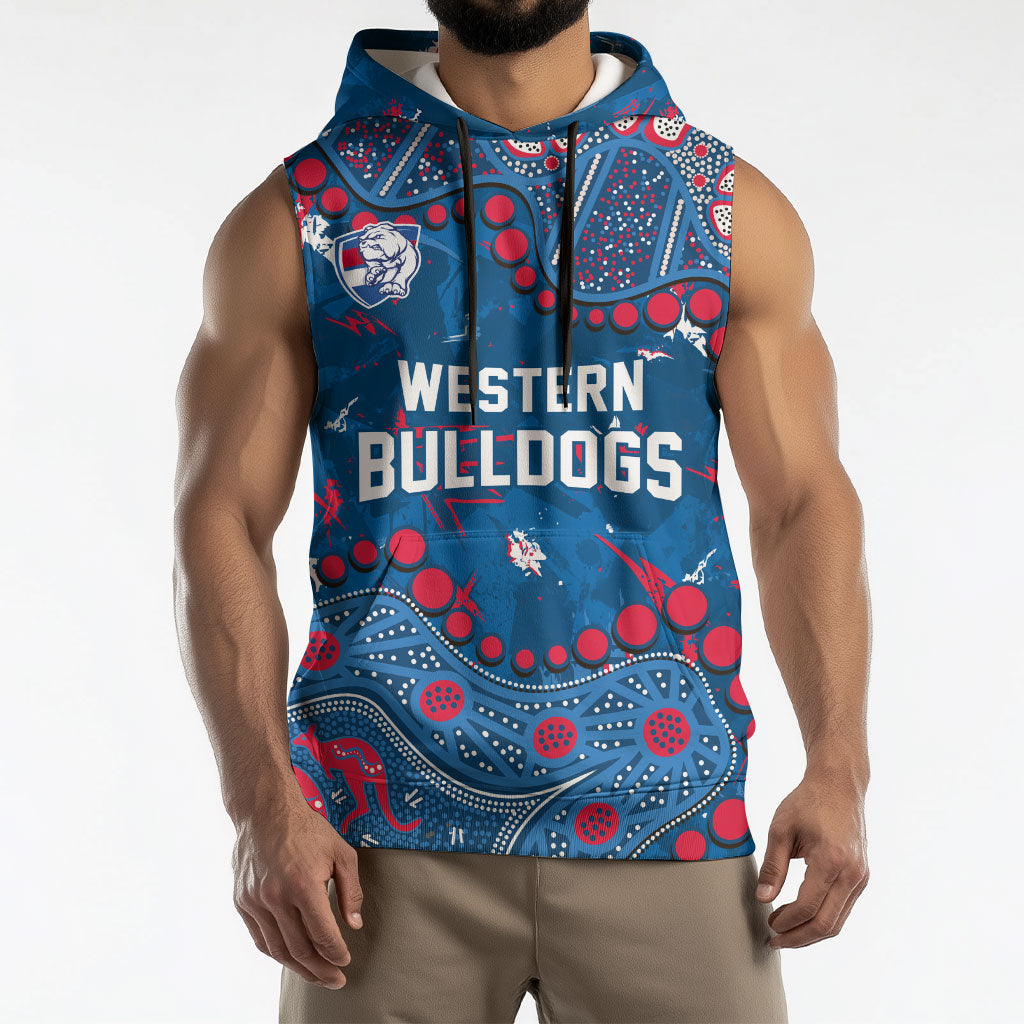 Personalized Western Bulldogs Sleeveless Hoodie Aboriginal Pattern with Graffiti Style