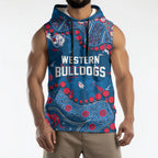 Personalized Western Bulldogs Sleeveless Hoodie Aboriginal Pattern with Graffiti Style