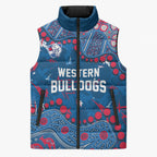 Personalized Western Bulldogs Sleeveless Puffer Jacket Aboriginal Pattern with Graffiti Style